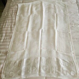 ICEBERG Larioseta Como White Floral & Logo Accent Silk Scarf (1)